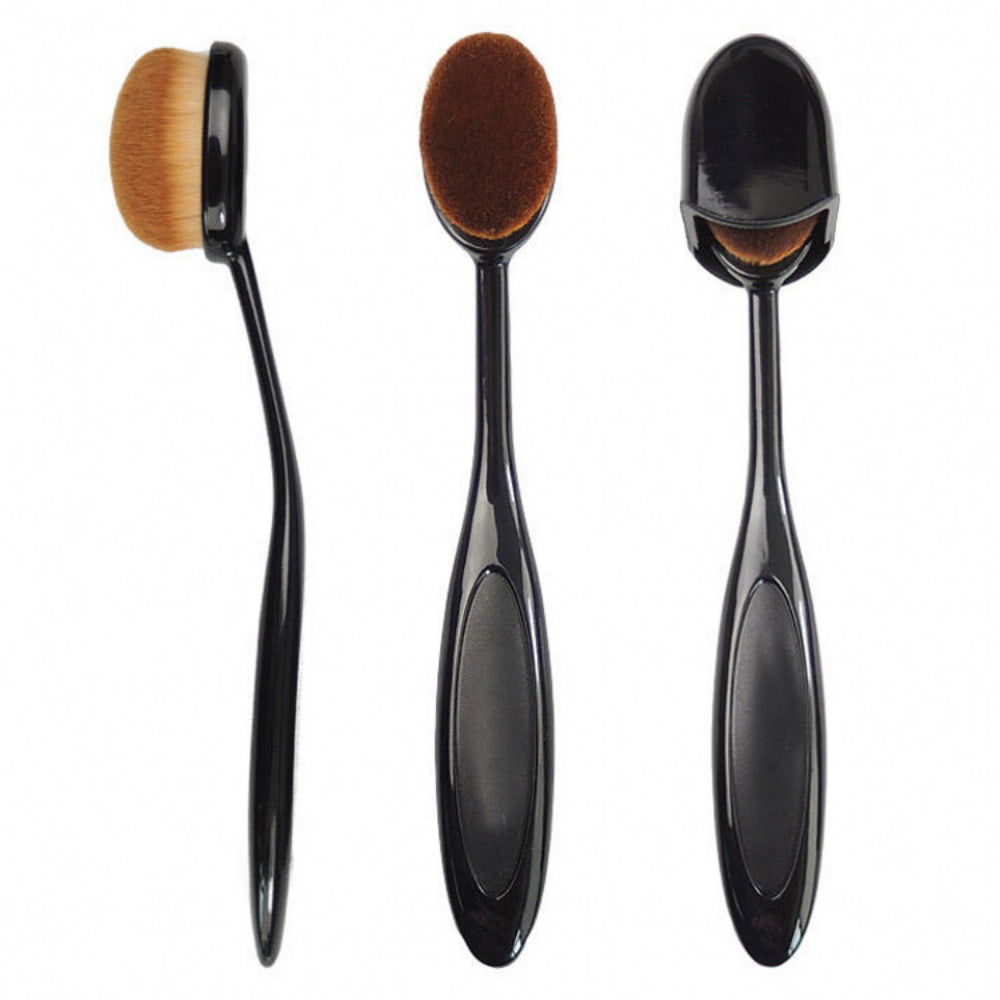 2-Piece Luxury Oval Makeup Brush Set - Professional Grade Powder & Liquid Foundation Brush for Seamless Blending & Contouring