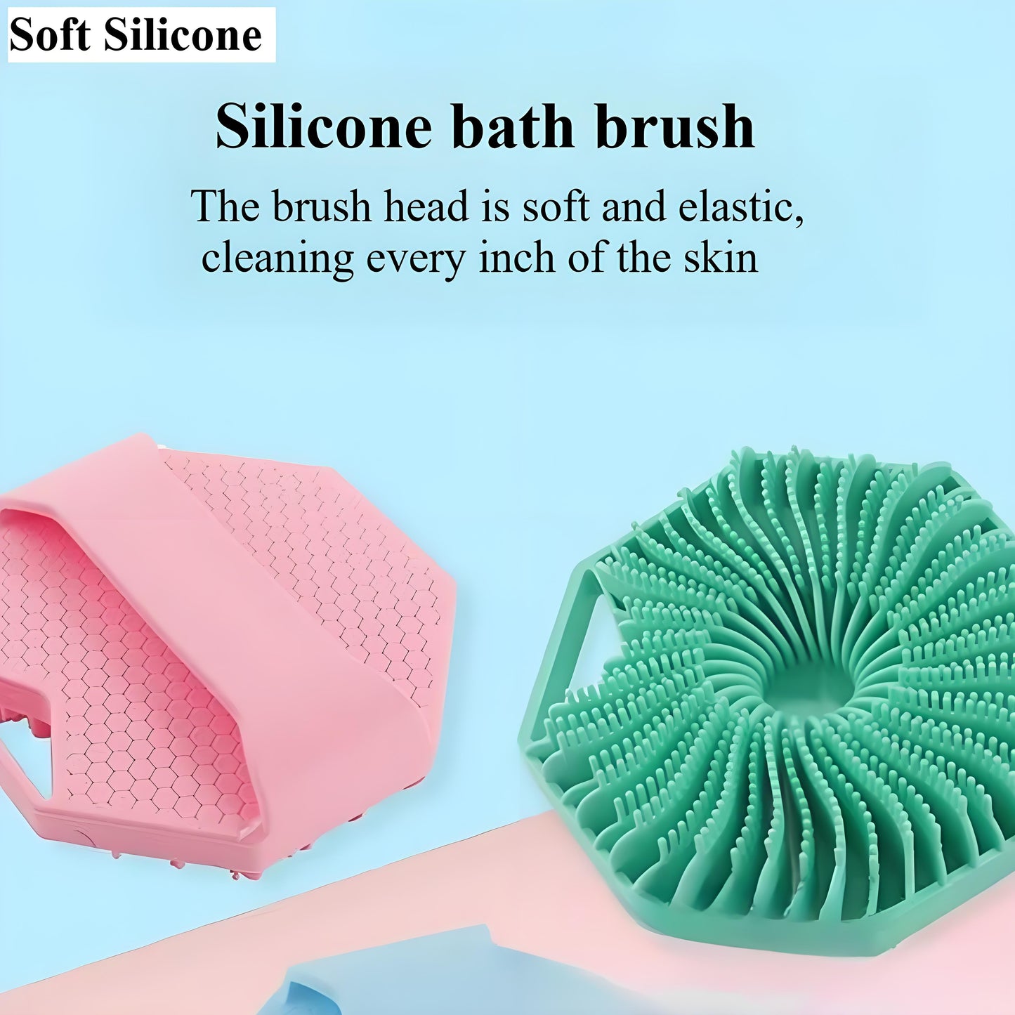 Silicone Body Scrubber with Non-Slip Handle - Exfoliating Shower Scrubber for Smooth Skin, Travel-Friendly & Hygienic