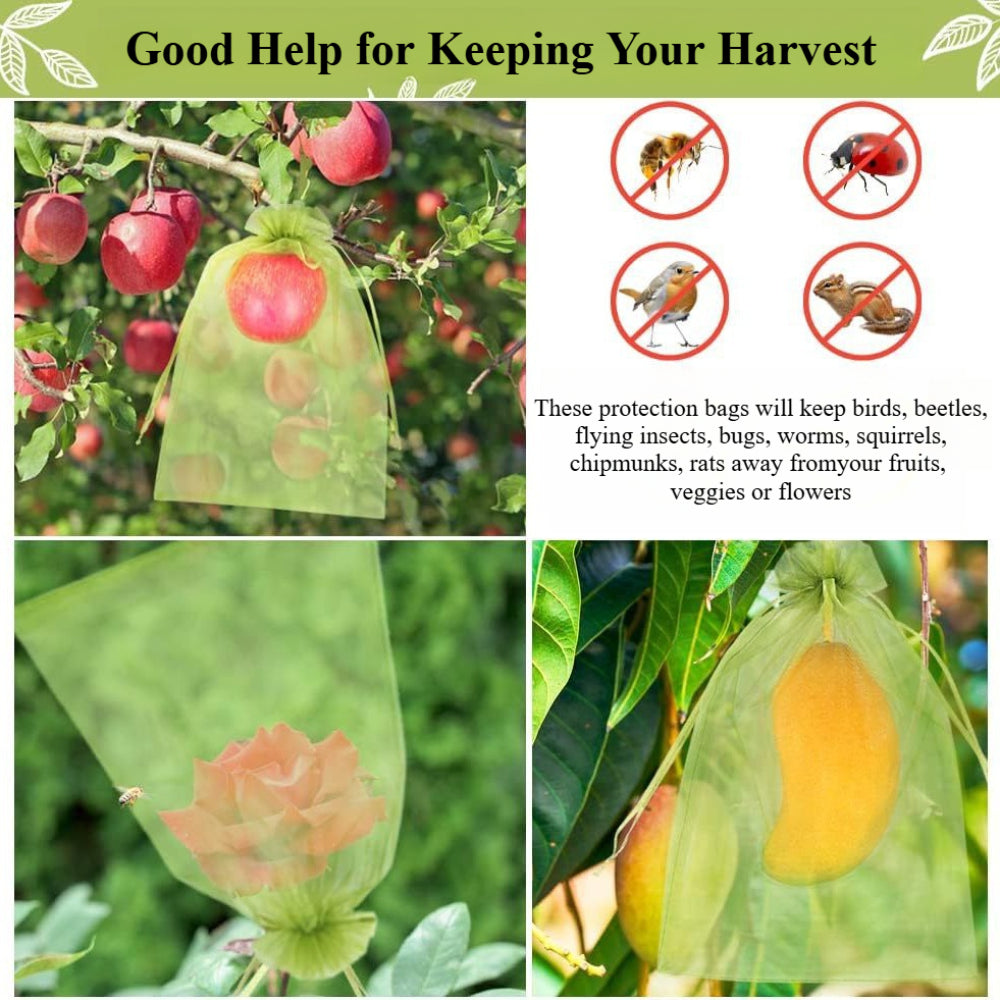 100-Pack Fruit Protection Mesh Bags – 3.94"x5.9" Breathable Netted Covers for Grapes, Mangoes & Garden Trees