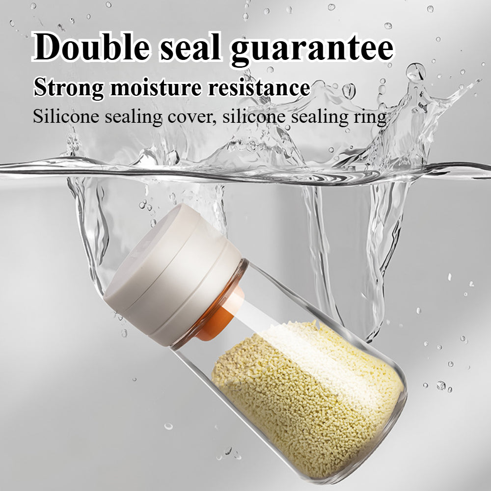Precision Salt and Pepper Shakers - 0.5g Push-Button Glass Dispenser for Spices, Sugar & Seasonings | Mess-Free Kitchen Tools