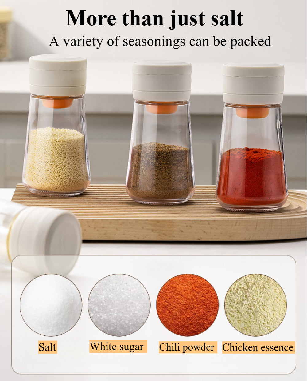 Precision Salt and Pepper Shakers - 0.5g Push-Button Glass Dispenser for Spices, Sugar & Seasonings | Mess-Free Kitchen Tools