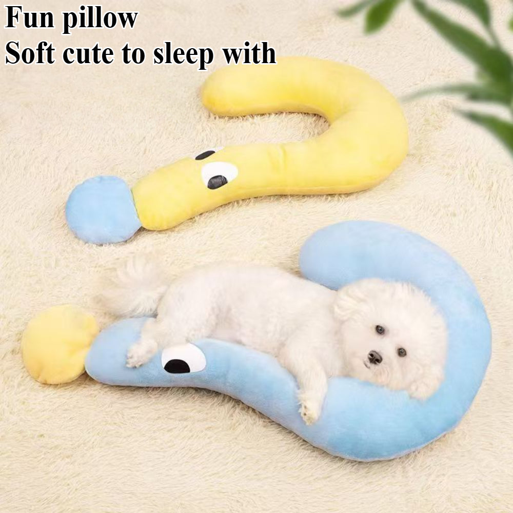 Question Mark Pet Pillow - Ultra Soft Neck Support & Calming Cuddler for Cats & Small Dogs