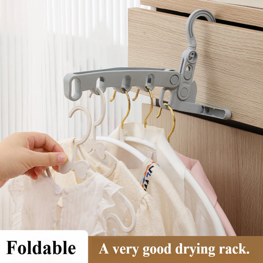Portable Folding Clothes Drying Rack with Hook - Compact Travel Hanger for Laundry, RV, Cruise Ships etc.