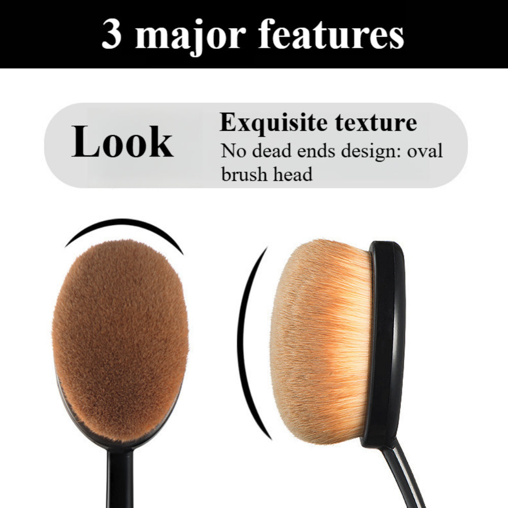 2-Piece Luxury Oval Makeup Brush Set - Professional Grade Powder & Liquid Foundation Brush for Seamless Blending & Contouring