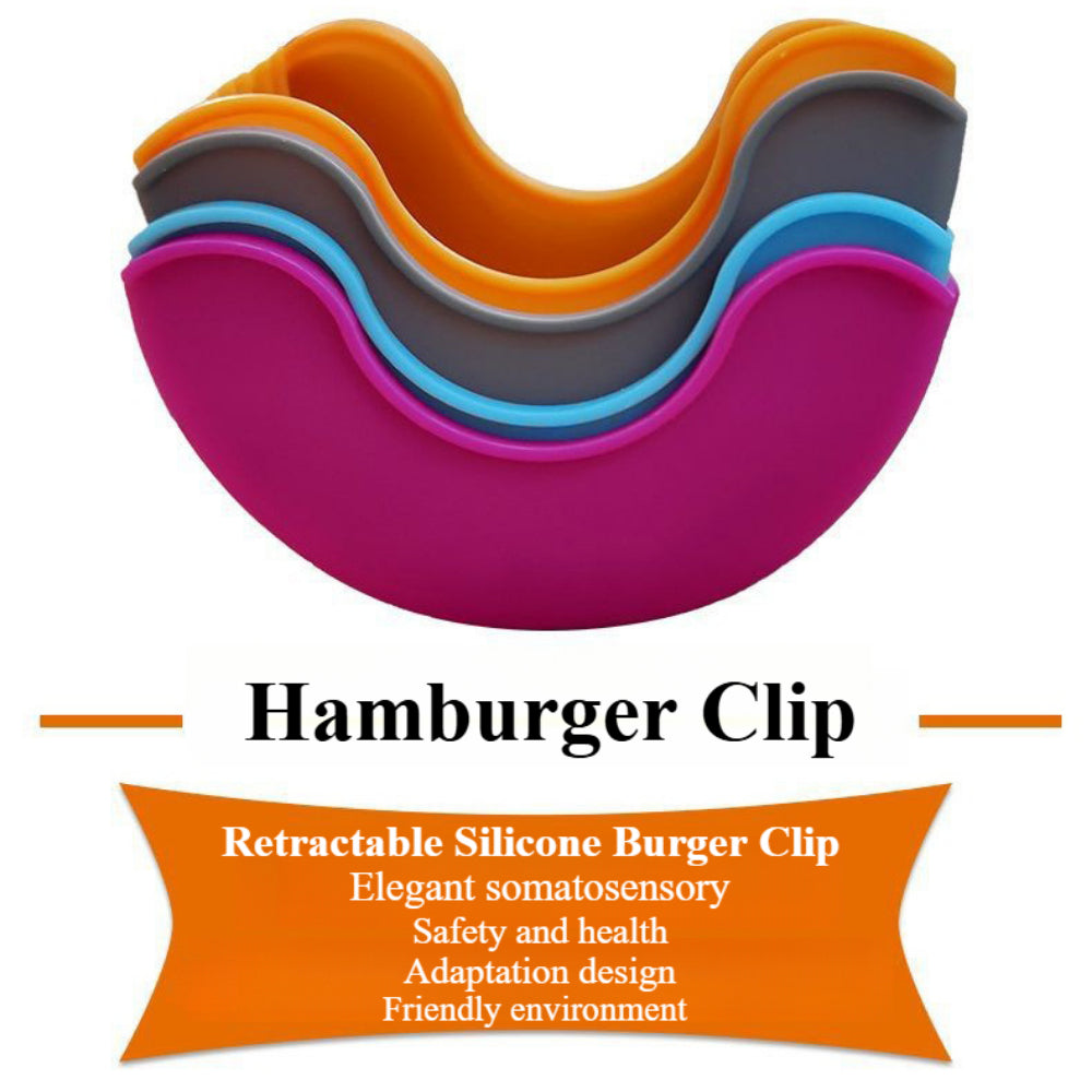 4-Pack Retractable Burger Holders - Reusable Sandwich Bun Clips for Perfectly Assembled Burgers