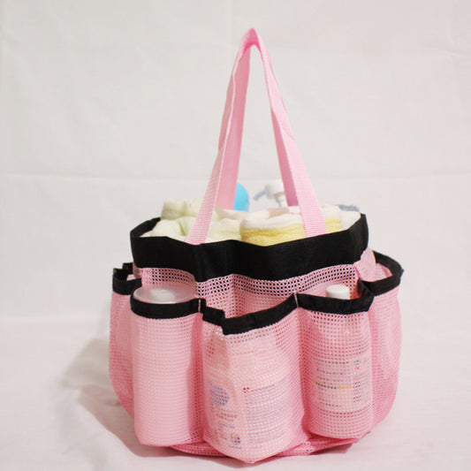 Extra-Large Mesh Shower Caddy - 7-Pocket Hanging Organizer for Dorm, Gym & Travel - Collapsible Quick-Dry Shower Tote Bag