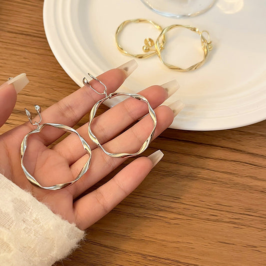 Chic Geometric Earrings Collection -Non-Pierced Clip Hoops & Pierced Studs (2 Pairs Set)
