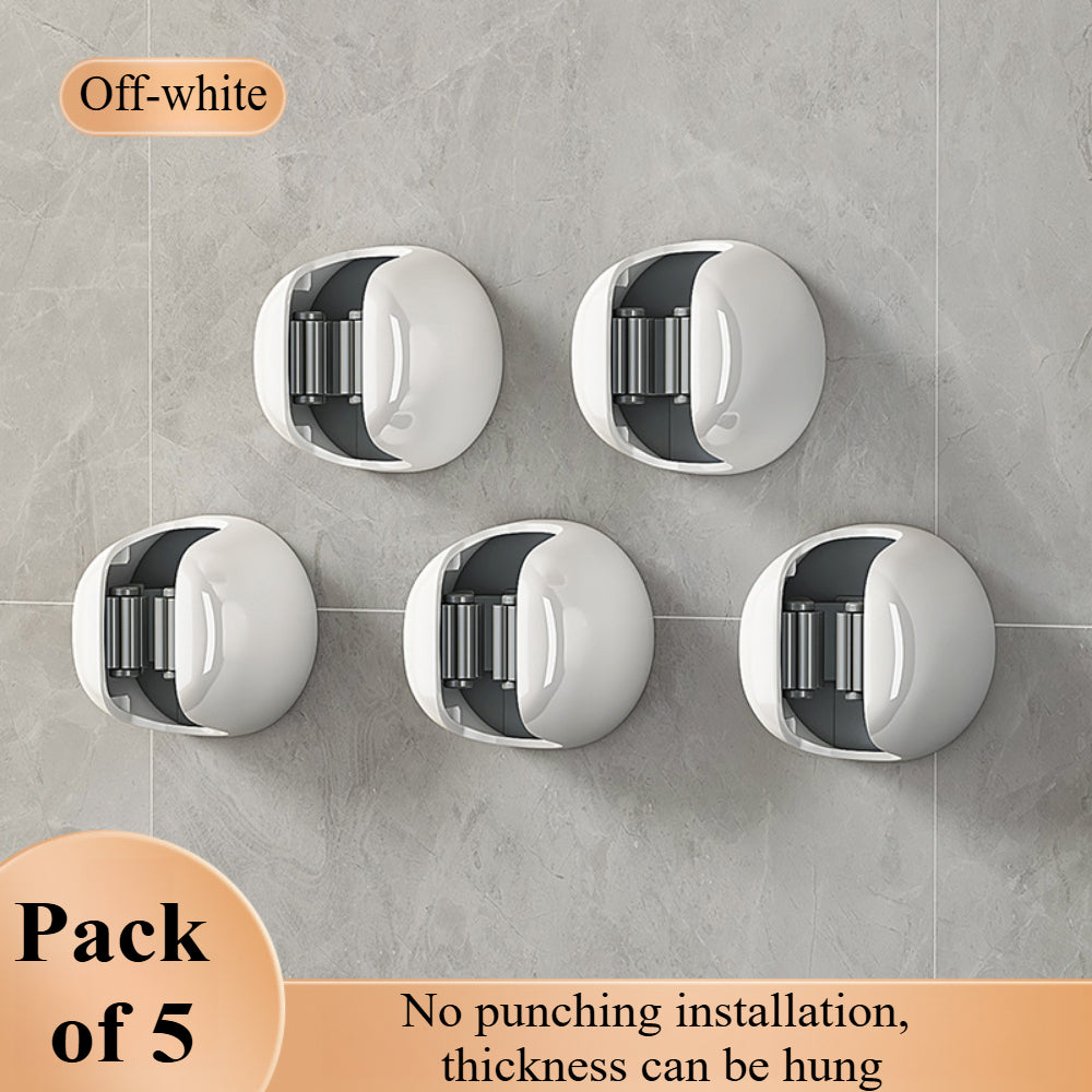 Space-Saving Broom Organizer – 5-Piece Adhesive Wall Mount Kit – No Punch Needed for Brooms/Mops/Rakes