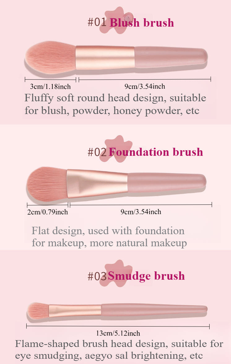 8PCS Travel Makeup Brush Set - Mini Premium Synthetic Fiber Brushes for Foundation, Blush, Eyes & Lips with Portable Storage Bag