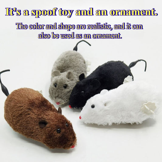 4-Pack Wind Up Mouse Cat Toys - Interactive Plush Mice with Clockwork Movement for Indoor Cats, Fun Chasing & Play