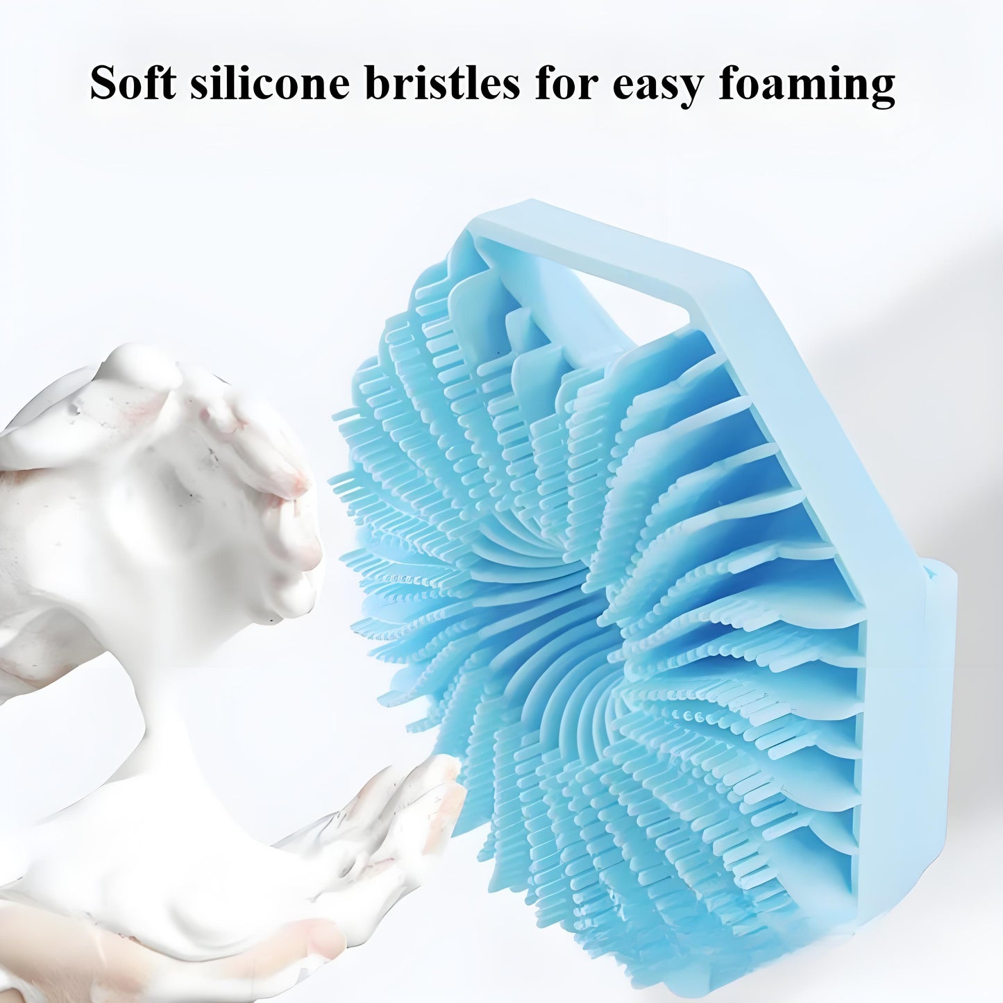 Silicone Body Scrubber with Non-Slip Handle - Exfoliating Shower Scrubber for Smooth Skin, Travel-Friendly & Hygienic