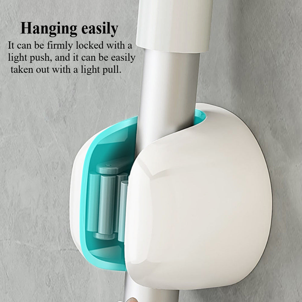 Space-Saving Broom Organizer – 5-Piece Adhesive Wall Mount Kit – No Punch Needed for Brooms/Mops/Rakes