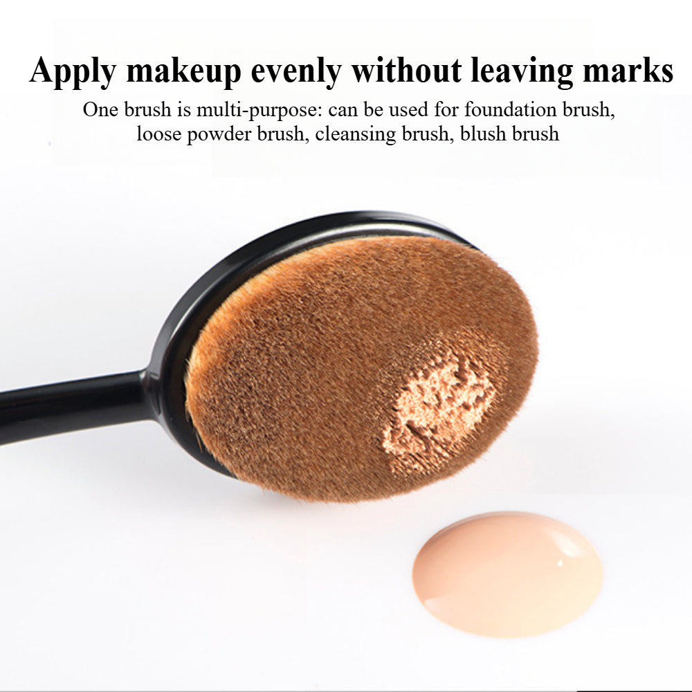 2-Piece Luxury Oval Makeup Brush Set - Professional Grade Powder & Liquid Foundation Brush for Seamless Blending & Contouring
