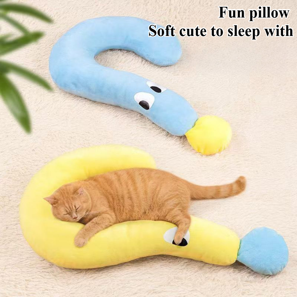 Question Mark Pet Pillow - Ultra Soft Neck Support & Calming Cuddler for Cats & Small Dogs