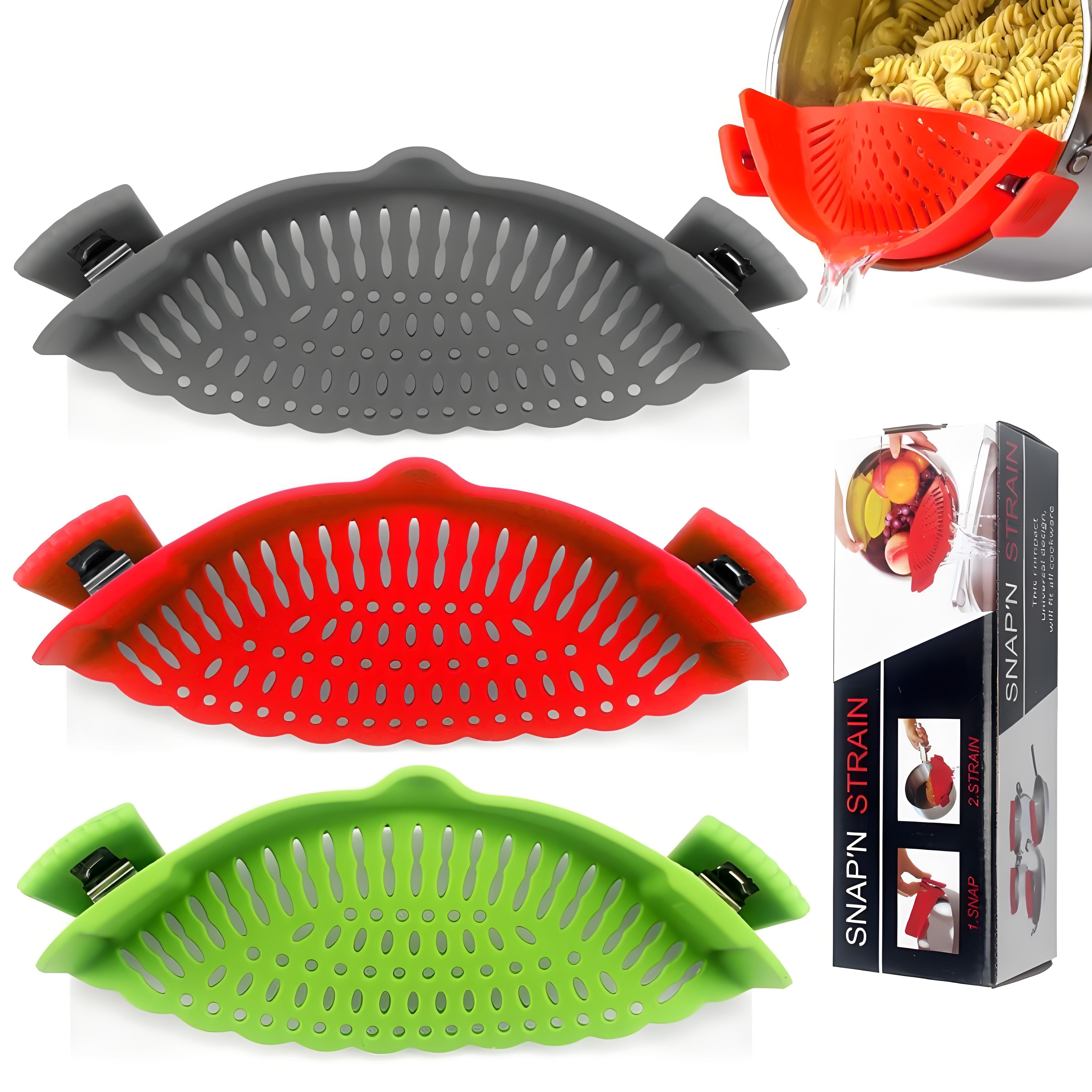 Meat Colander Universal Silicone Strainer – Clip-On Kitchen Colander for Draining ...