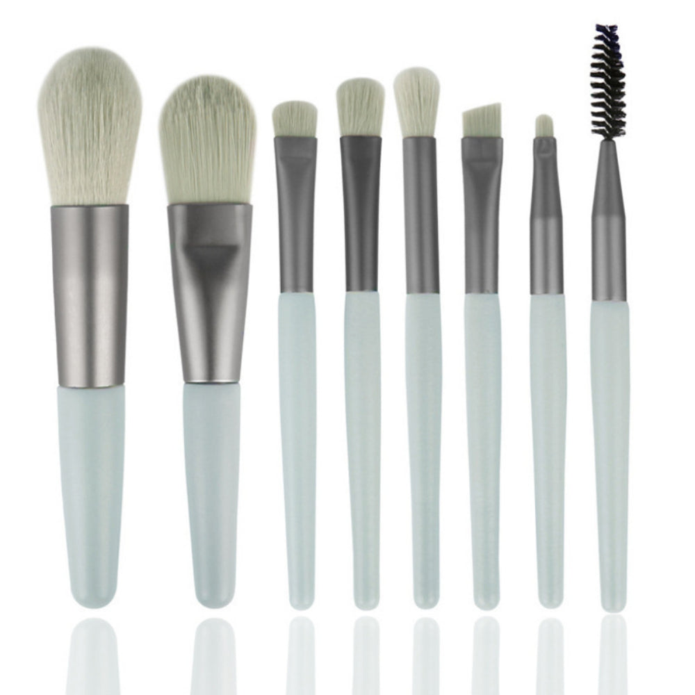 8PCS Travel Makeup Brush Set - Mini Premium Synthetic Fiber Brushes for Foundation, Blush, Eyes & Lips with Portable Storage Bag