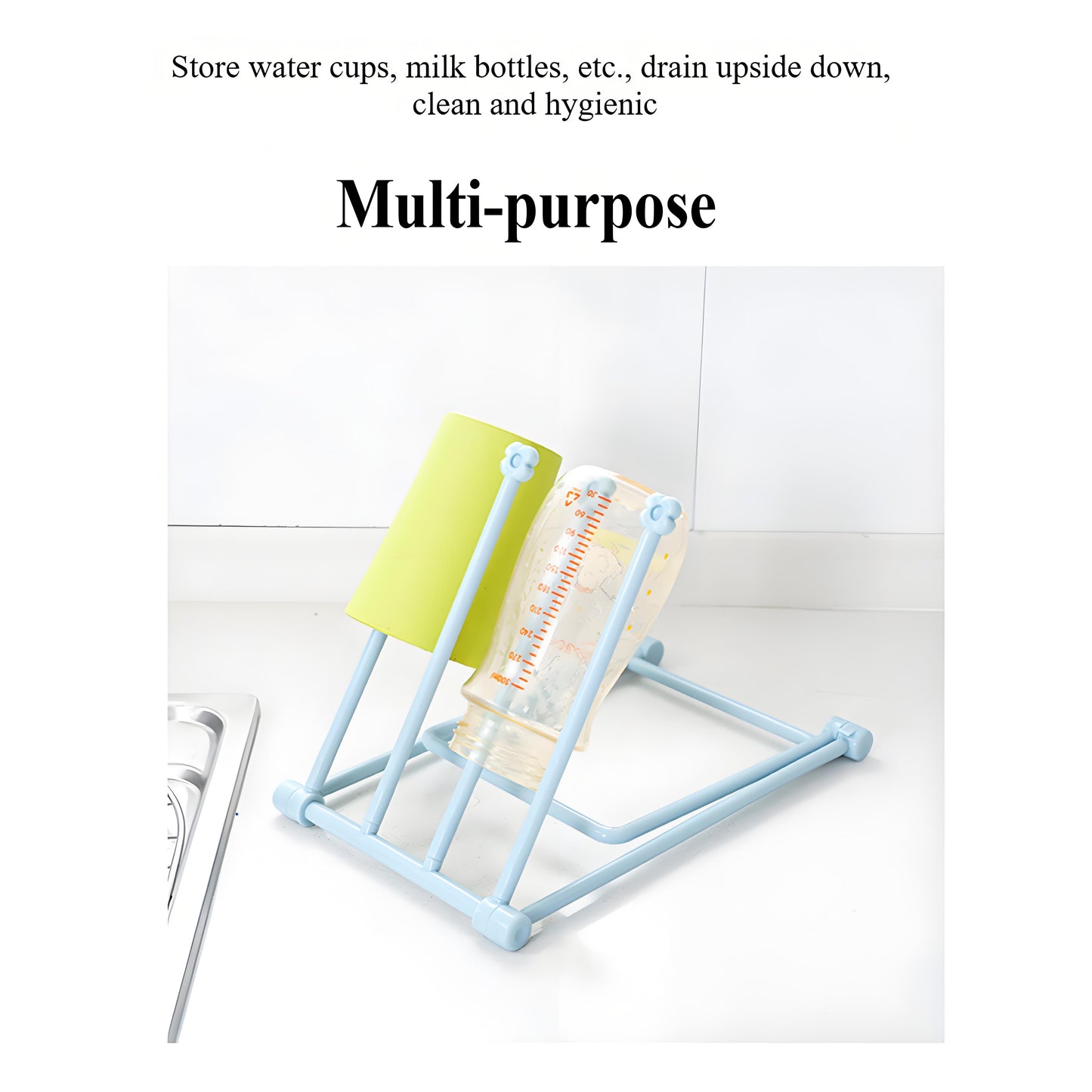 Compact 4-Arm Dish Rag Holder - Foldable Countertop Drying Rack for Kitchen Cloths